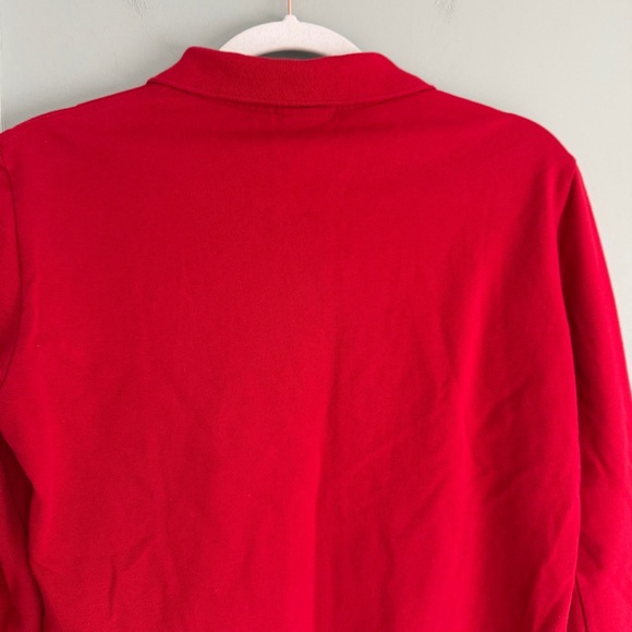 Lacoste Devanlay Vibrant Red Classic Preppy Collared Long Sleeve Polo Shirt - Picture 9 of 15